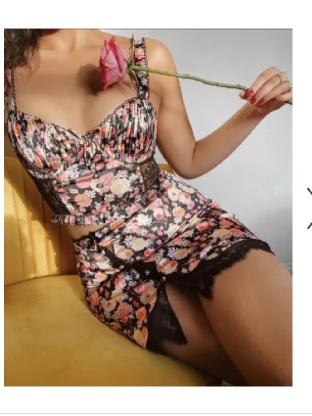 For Love And Lemons Pink Floral Lace-Trim Camisole & Skirt Set